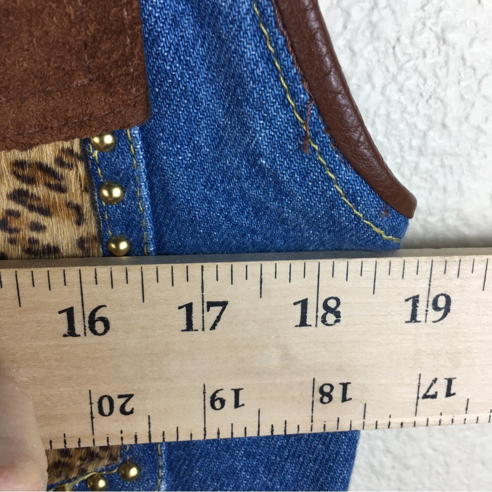 St. Maarten Dallas Vintage Leather Denim Mix Media Studded Vest Sz M - Picture 13 of 15